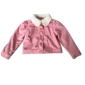 OshKosh B’gosh Pink Corduroy Sherpa Jacket 2T Toddler Barbiecore Cozy Winter